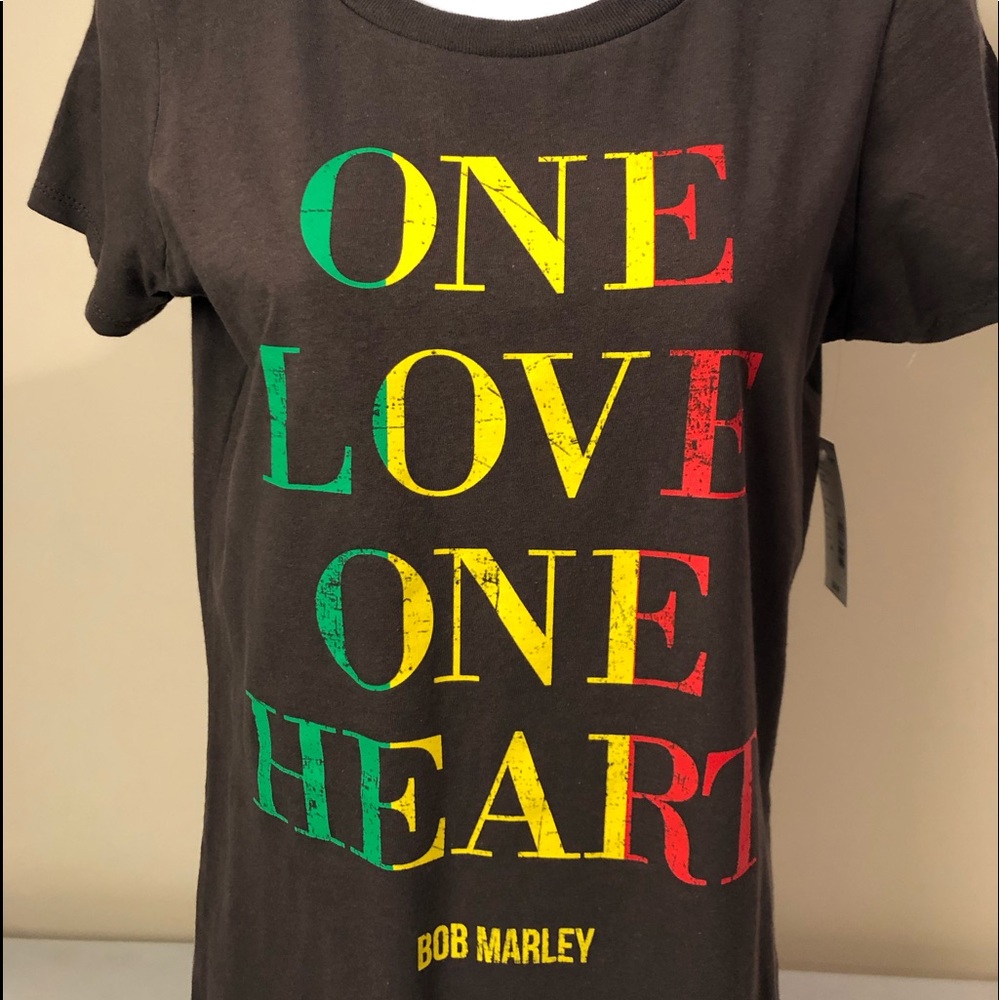 Brown S/S One Love One Heart Bob Marley Tee